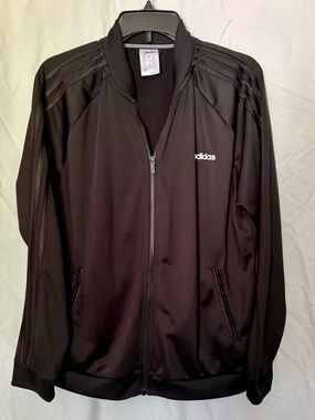 adidas Black Full-Zip Bomber Track Jacket